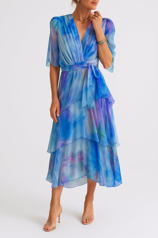 Chiffonkleid in Wasserfarben-Optik | Luftig | Feminin und Elegant